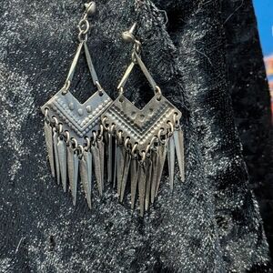 Silver Geometric Dangle Earrings
